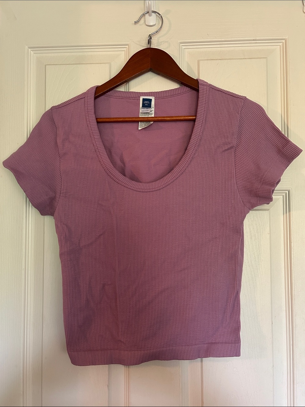 Old Navy Ribbed Scoop Crop Tee - Dusty Lavender